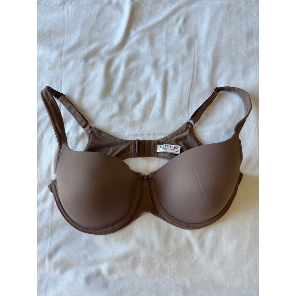 Ellen Tracy Womens Brown Underwire Bra 38D Minimalist Basic Comfort Support